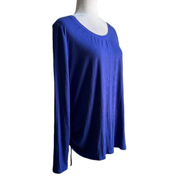 Eloquii Purple Top Round Neck Long Sleeves Side Ruching Women's PLUS Sz 22/24 - Picture 4 of 9